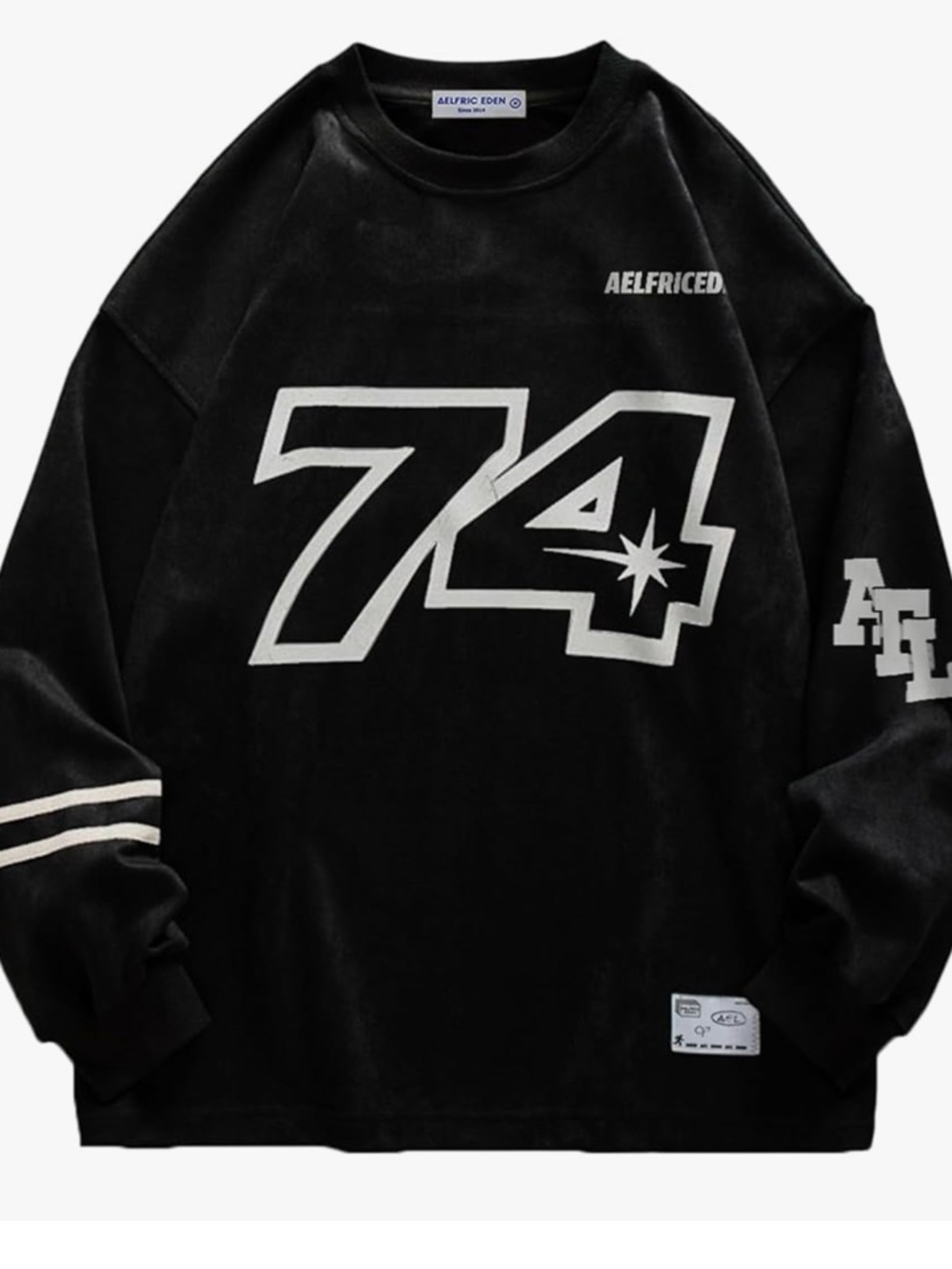 Aelfric Eden Mens Sweatshirt Medium Black vintage Graphic Streetwear oversized